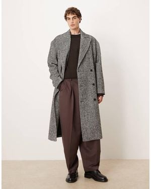 ASOS Oversized Super Long Wool Look Overcoat - Grey