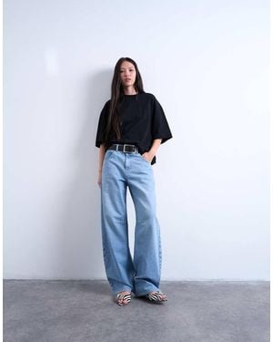 TOPSHOP Oversized Drop Shoulder Tee - Blue