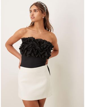 Vila Ruffle Front Bodysuit - Black