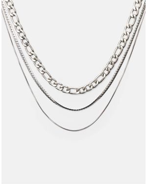 Pull&Bear 3-pack Of Chain Necklaces - Metallic