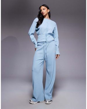 ASOS Weekend Collective Co-Ord Wide Leg Waffle Jogger - Blue