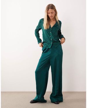 Sister Jane Satin Wide Leg Pajama Trouser Co-ord - Green