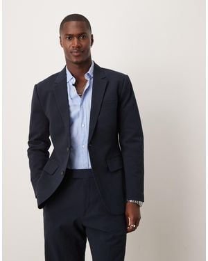 Abercrombie & Fitch Abercombie & Fitch Slim Single Breasted Seersucker Suit Blazer Co-ord - Blue