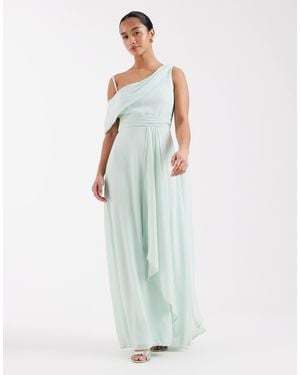 TFNC London Bridesmaid Chiffon Fallen Shoulder Maxi Dress - White