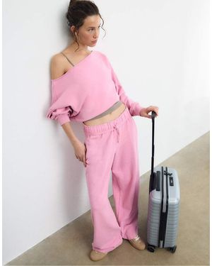 Stradivarius Washed Effect Cropped Sweatshirt - Pink