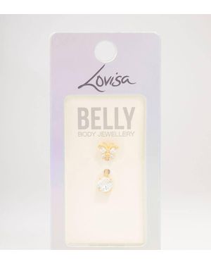 Lovisa Titanium Cubic Zirconia Belly Bar - White