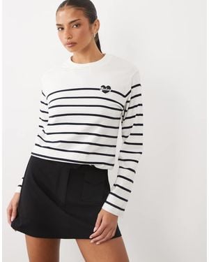 Barbour Harling Long Sleeve Heart Logo Striped Top - White