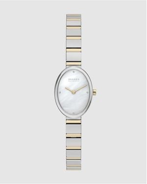 Skagen Anita Oval Two-Hand Two-Tone Stainless Steel Watch - White