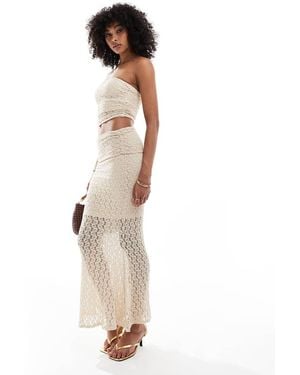 New Look Co-Ord Lace Foldover Midi Skirt - Natural