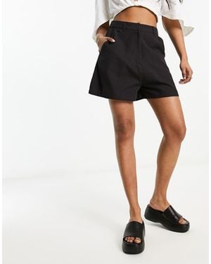 Influence Linen Look Shorts - Black