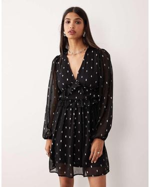 Vila V Neck Mini Dress - Black