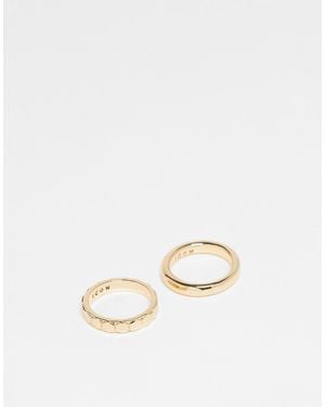 Icon Brand Hex Band Ring Set - Natural