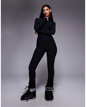 ASOS 4505 Ski & Snow Asos 4505 Ski Thermal Ribbed Fleece Back Base Layer legging With Sweat Wicking - Blue