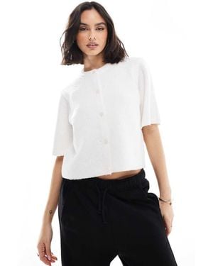 Pieces Soft Knit Short Sleeve Cardigan - White
