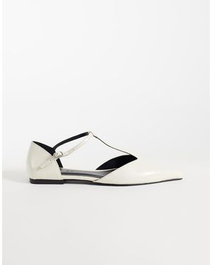 ASOS Ballerine Bianche Con Punta A T-Bar - Metallizzato