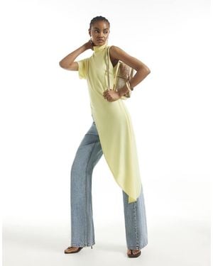 River Island High Neck Asymmetric Flowing Top - Yellow