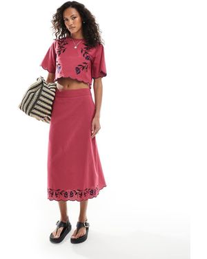 Native Youth Embroidered Edge Midaxi Skirt Co-Ord