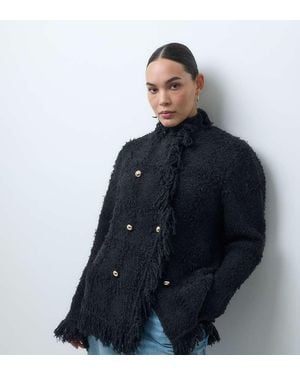 ASOS Asos Design Curve Cardigan Testurizzato Con Frange - Blu