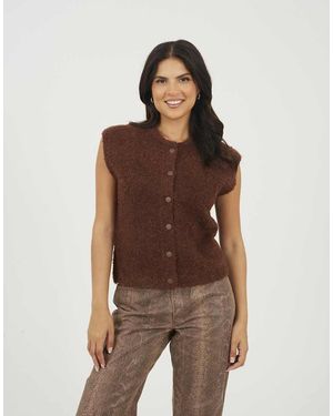 Brave Soul Boucle Knitted Waistcoat - Natural