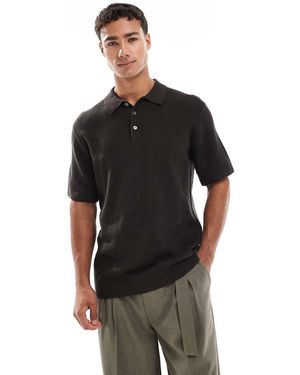 Jack & Jones Short Sleeve Knitted Polo - Black
