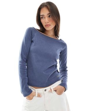Superdry Bardot Off Shoulder Top - Blue