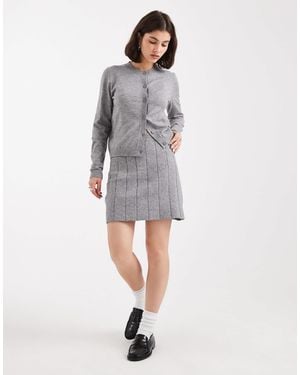 Object Fine Gauge Knitted Mini Skirt Co-ord - Grey