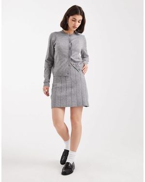 Object Fine Gauge Knitted Mini Skirt Co-ord - Gray