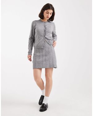 Object Mini-jupe d'ensemble en maille fine - moyen chiné - Gris