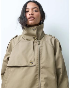 ASOS Funnel Neck Cropped Cape Trench Coat - Brown