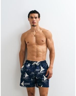 Polo Ralph Lauren Traveller Swim Trunks Sail Boat Print - Blue
