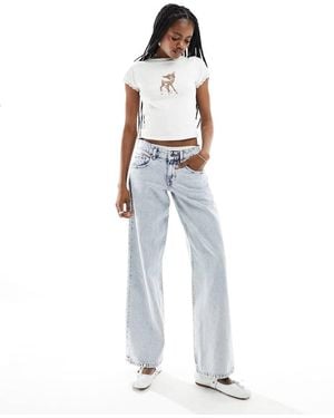 Motel Parallel Leg Low Rise Jeans - Blue