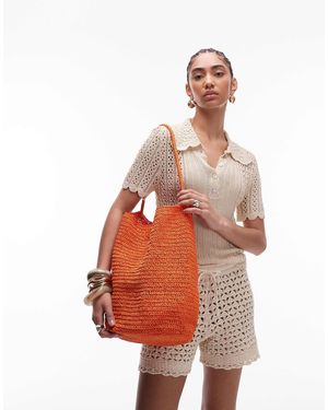 TOPSHOP – sunny – farbene schultertasche im häkeldesign - Weiß