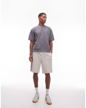 TOPMAN T-Shirt Corta Antracite Slavato A Nido D'Ape - Viola