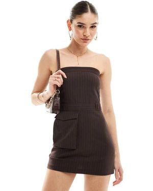 Pull&Bear Tailored Pinstripe Mini Dress - Black