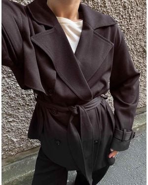 NA-KD Belted Short Trenchcoat - Brown