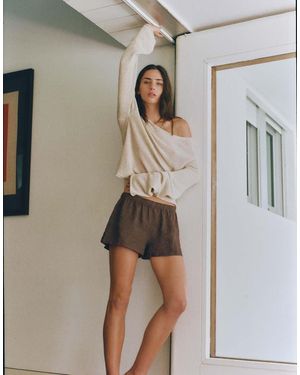 Pull&Bear Short Van 100% Linen - Grijs