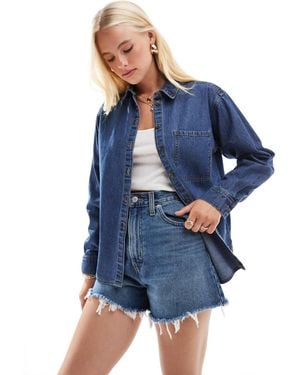 JJXX Oversized Denim Shirt With Large Pocket - Blue