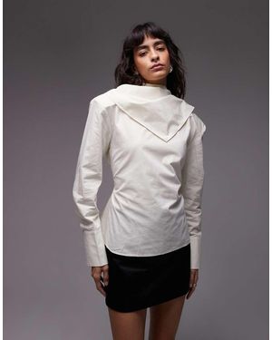 ASOS Shoulder Pad Blouse Scarf Neckline - Grey