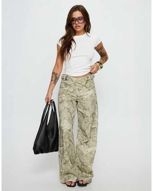 Princess Polly Mckinley Cross Over Belt Detail Wide Leg Mid Rise Jeans - Multicolour