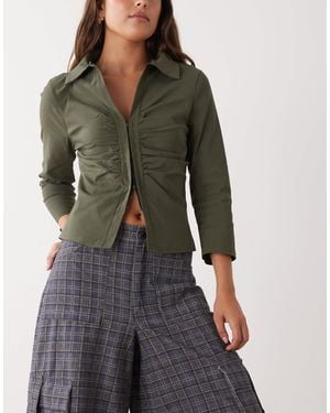 Collusion Bengaline Hook And Eye Shirt - Green
