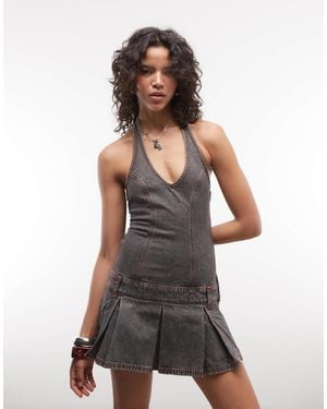 Collusion Halter Neck Dress - Gray