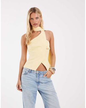 ASOS Bandeautop Met Taille En Omslag En Sjaaldetail Bij De Hals - Blauw
