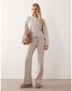 Gina Tricot Co-ord Wool Knitted Straight Leg Trousers - Natural