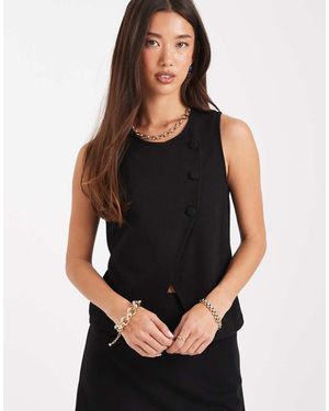 Vero Moda Soft Asymmetric Placket Detail Waistcoat Mix & Match Co-ord - Black