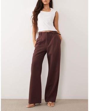 Abercrombie & Fitch Sloane High Rise Wide Leg Pants With Belt - Red