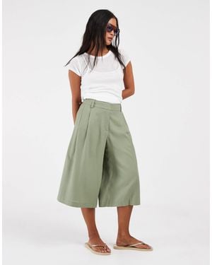 ASOS Petite culotte ajustée taille haute en lin kaki - Vert