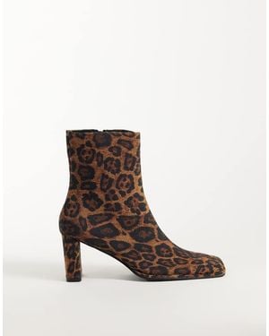 ASOS Romeo Square Toe Heeled Ankle Boots - Brown