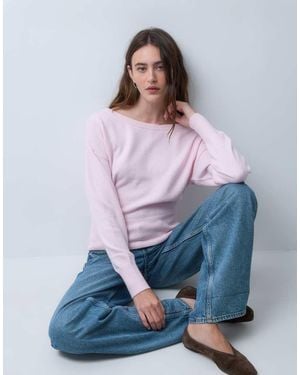 Hollister Jersey De Punto Extragrande Asimétrico En Rosa Bebé - Gris