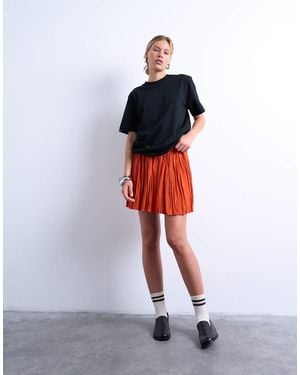 TOPSHOP Flippy Crinkle Mini Skirt - Orange