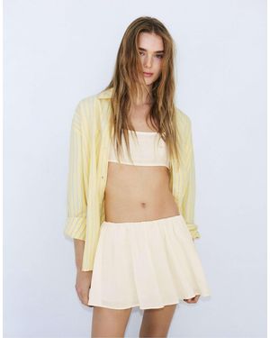 Pull&Bear – ausgestellter mini-skort - Natur